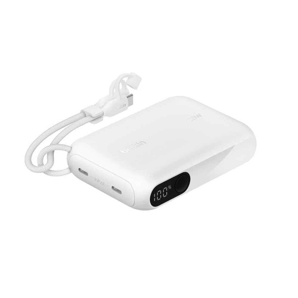 Batterie Belkin BoostCharge 10K 20 W avec écran Blanc – photo principale